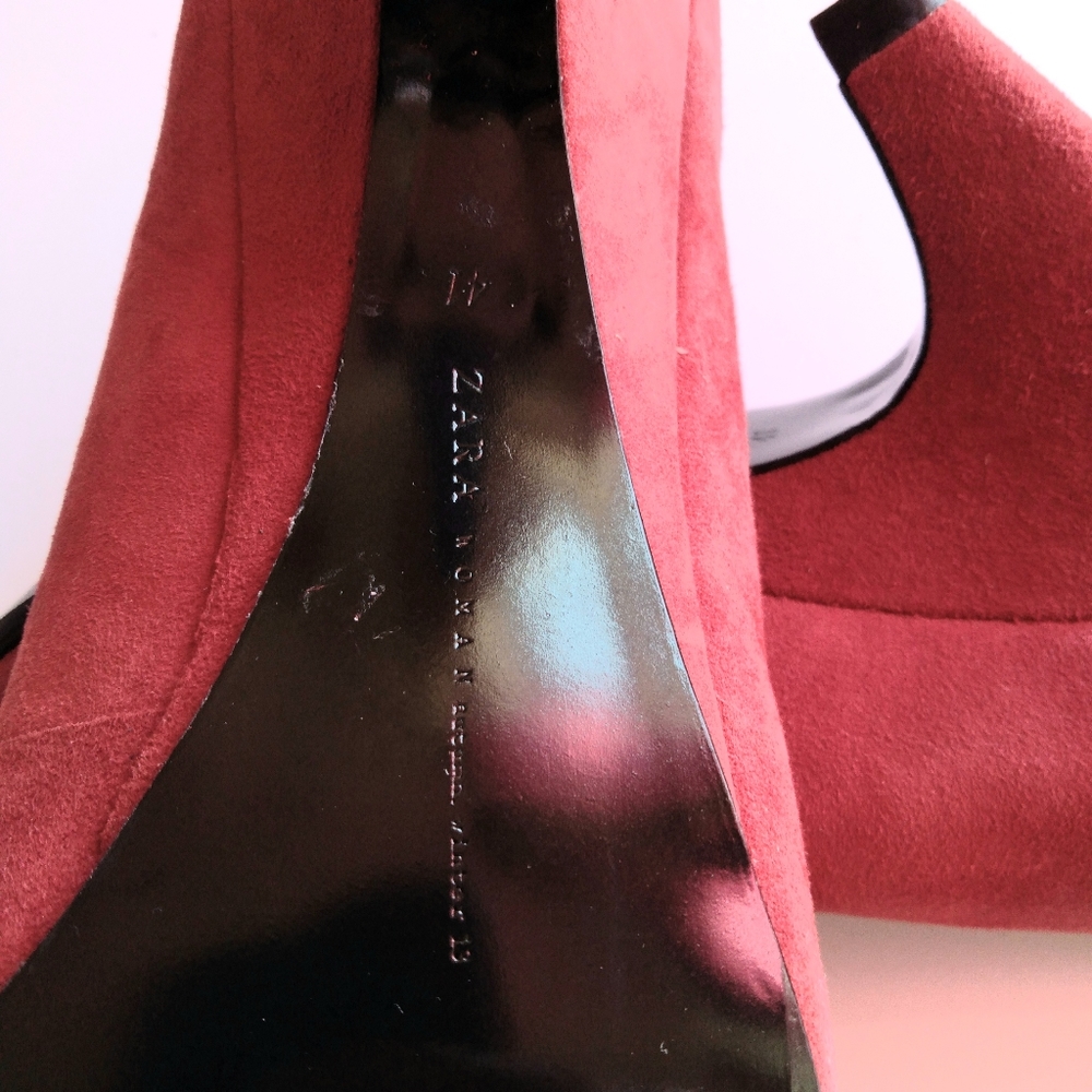COPY - Zara Red Suede Shoes - Picture 4 of 10